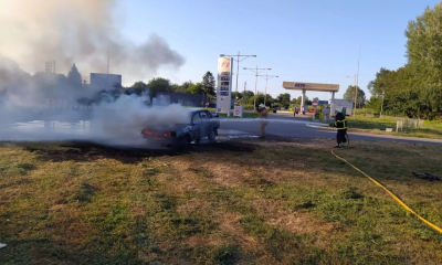 У Згурівці біля АЗС загорілася автівка (ФОТО)